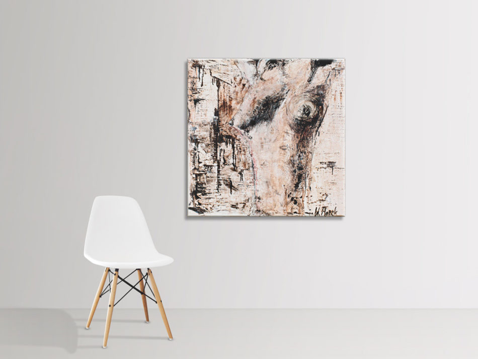 Nude no 2, brown nude painting by Wiktoria Florek