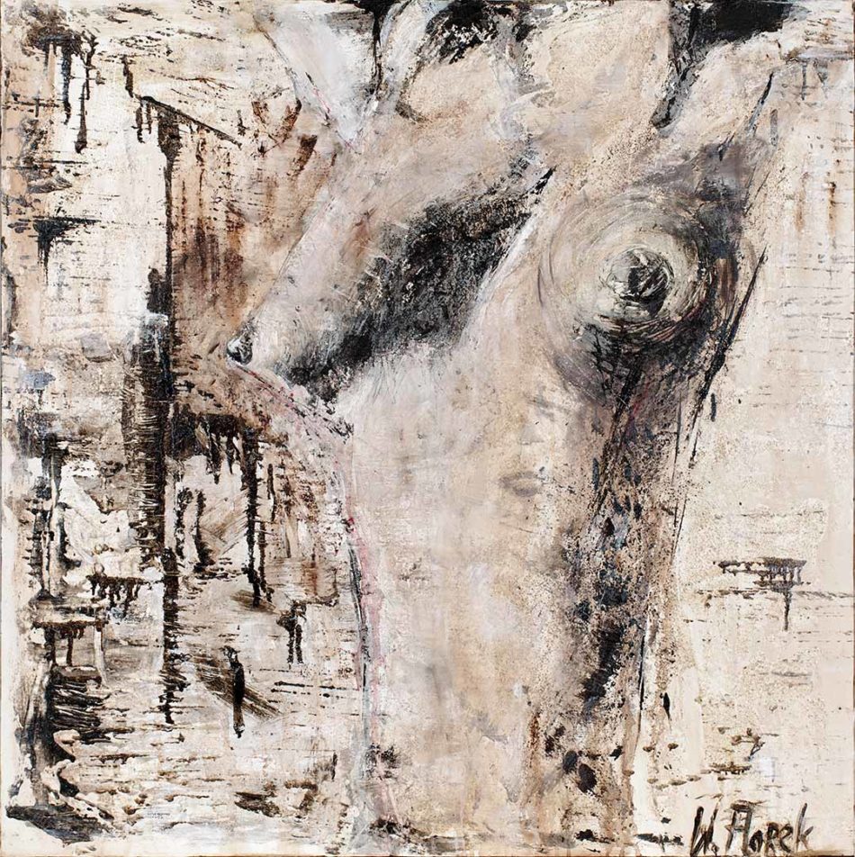 Nude no 2, brown nude painting by Wiktoria Florek