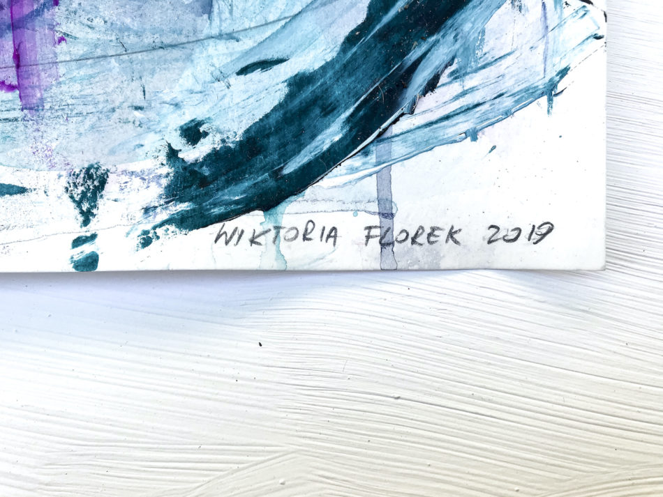 Blue and Green - Excitement abstract painting signature